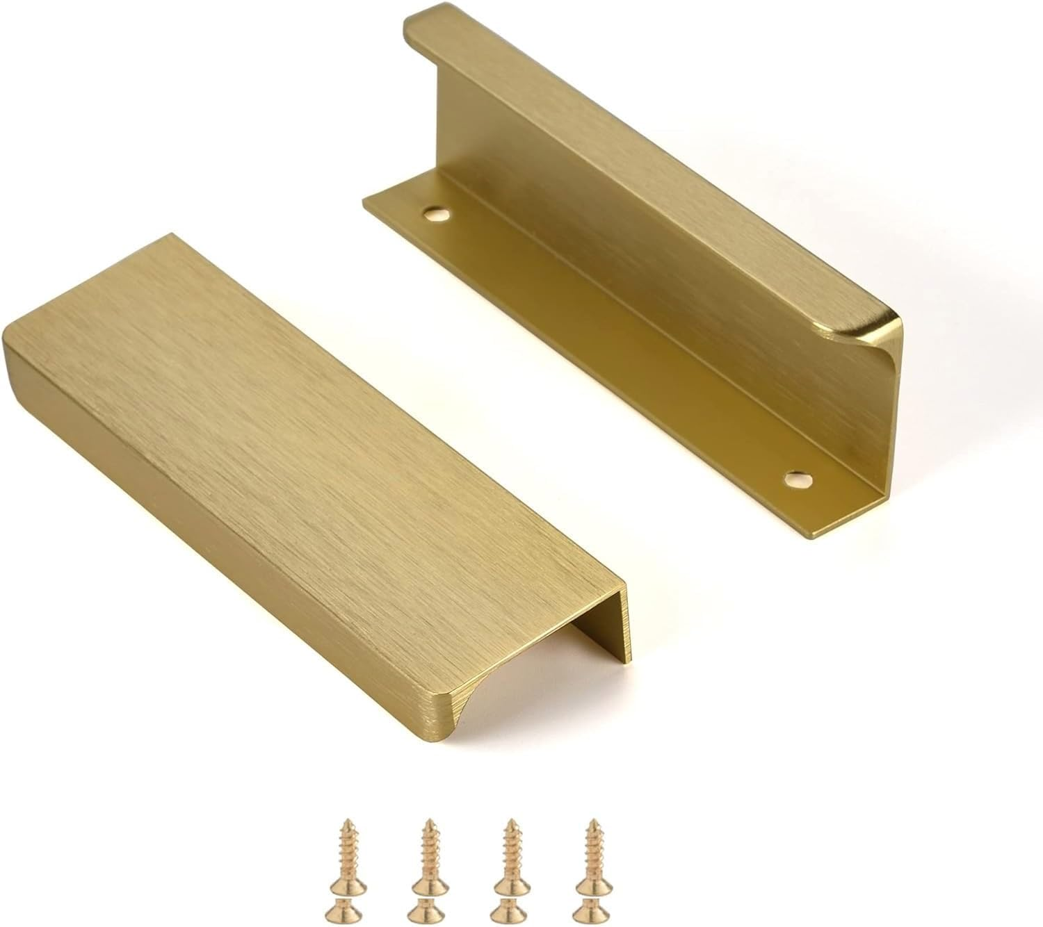 Pack of 10 Hidden Door Handles, Cabinet Handles, Furniture Handles, Modern Kitchen Handles, Aluminium for Wardrobe, Door, Drawers, Gold, Total Length 120 Mm image number 7