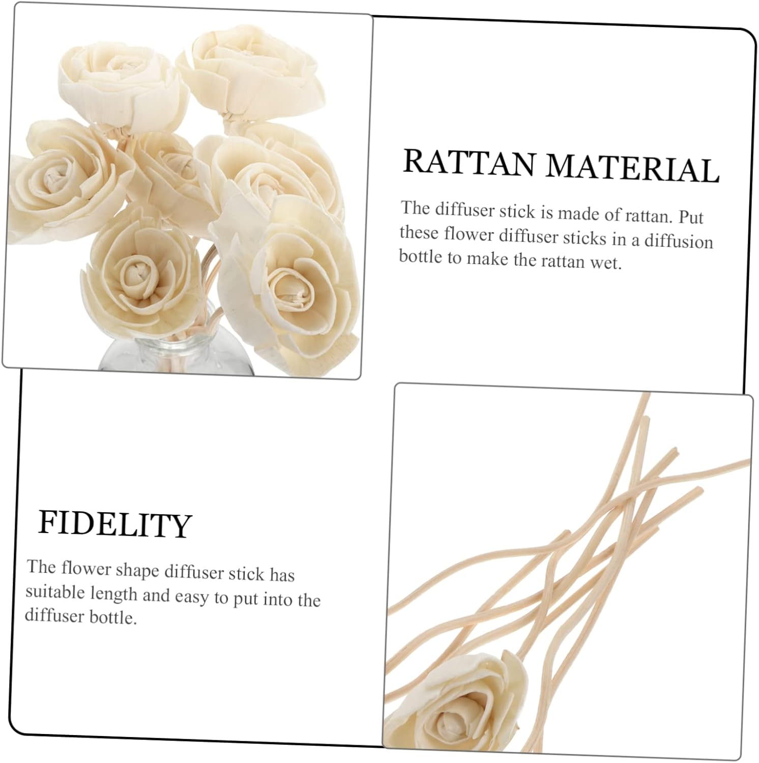 STOBAZA Essential Oil Diffuser Sticks Flower Diffuser 22Cm White Rattan Flower Shape Design Natural Atmosphere Interior Decoration for Bathroom Kitchen image number 5