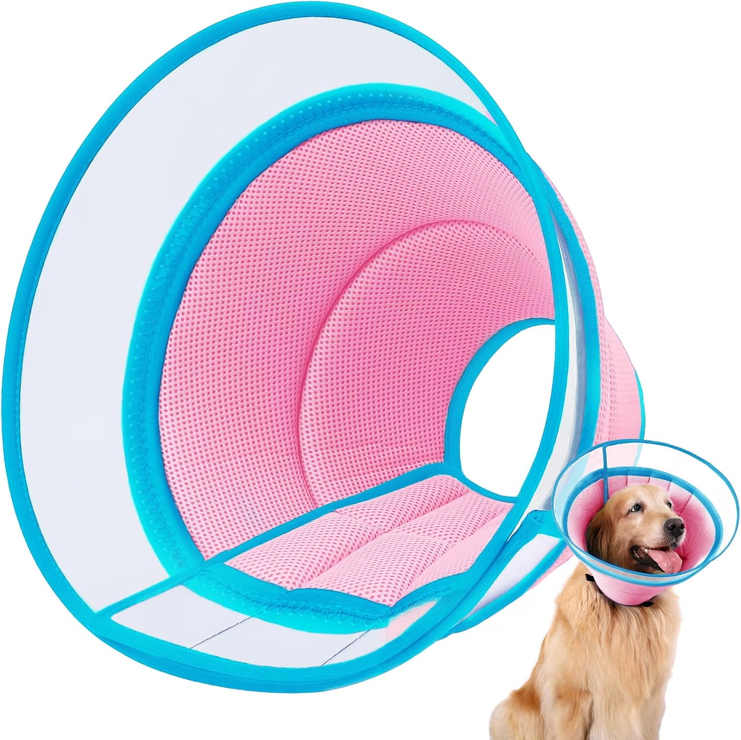 Soft Dog Cone Collar for Dogs after Surgery, Buster Collars for Dogs and Cats, E-Collars for Dogs, Adjustable Dog Recovery Collar for Pets, Protective Head Cone for Dogs Prevent Licking (Blue, Size 5)