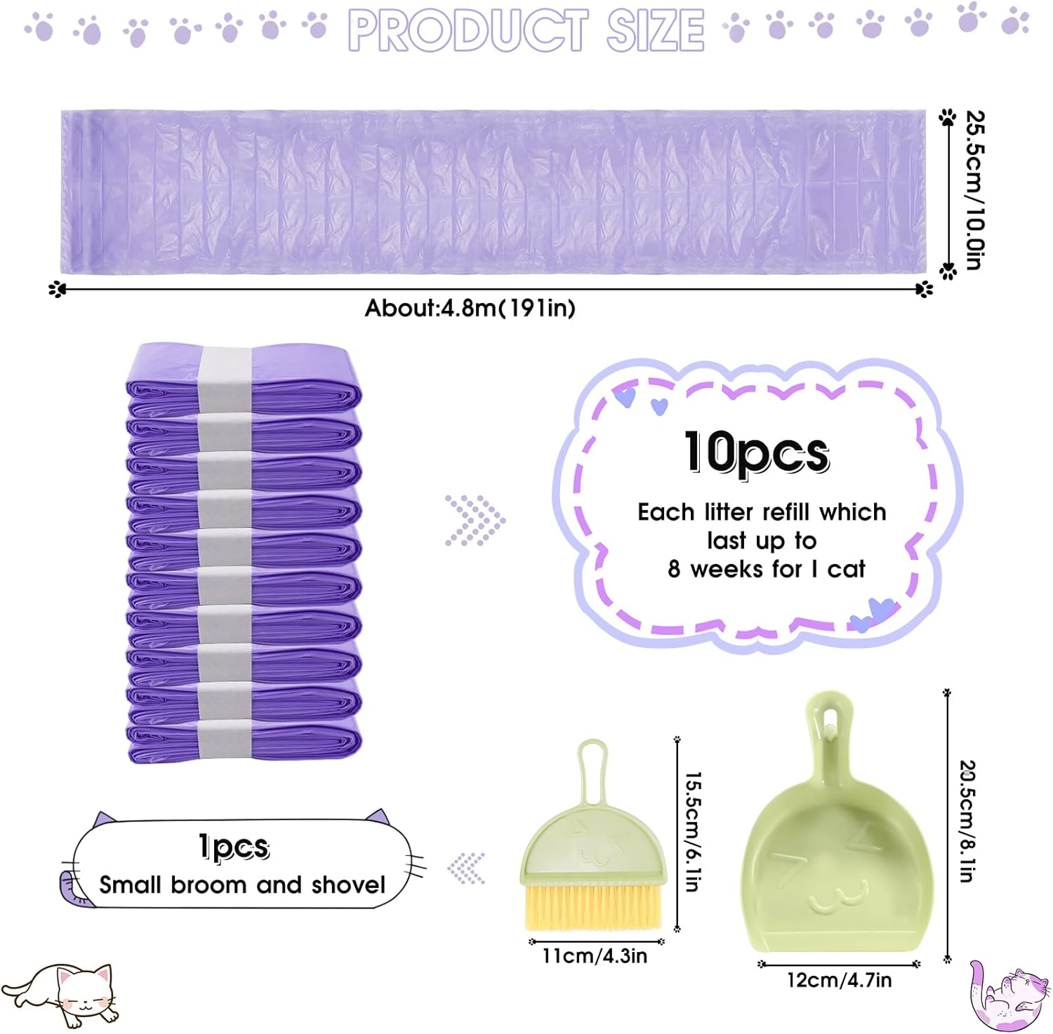 10 Refill Bags for Cat Litter, Cat Litter Tray Bags, Litter Box Bags for Pets, Compatible with Genie Litter Refill Container image number 5