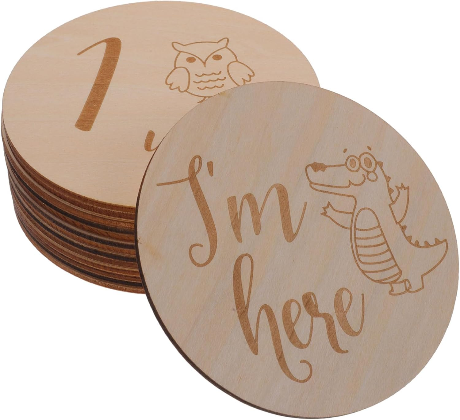 ERINGOGO 1 Set Milestone Cards Wooden Monthly Milestone Marker Discs for Newborn Photography for Showers And image number 3