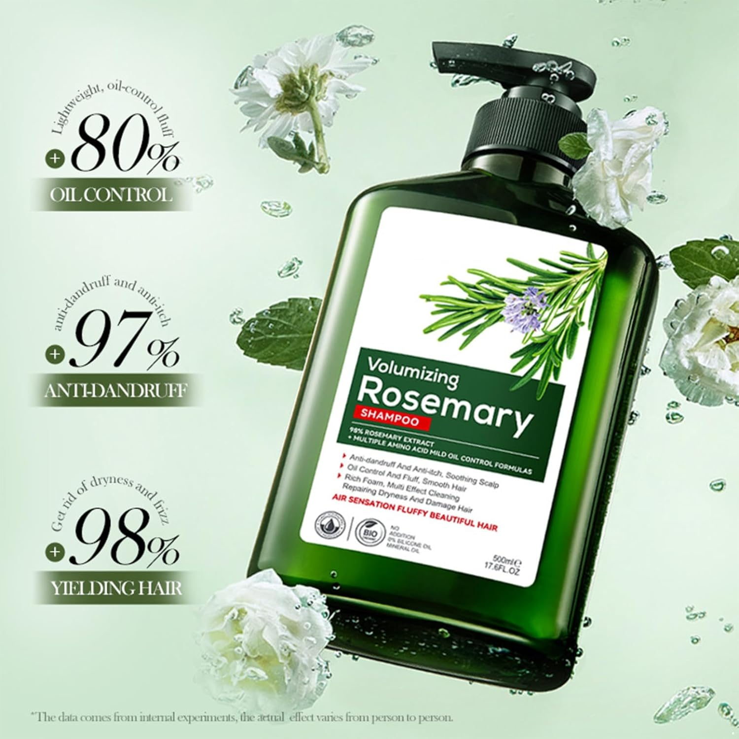 Moggemol Rosemary Shampoo for Dry Damaged Hair 500Ml Hydrating Gentle Cleanse Dandruff Control Itchy Scalp Care Oil Balance Shine Green One Size image number 6