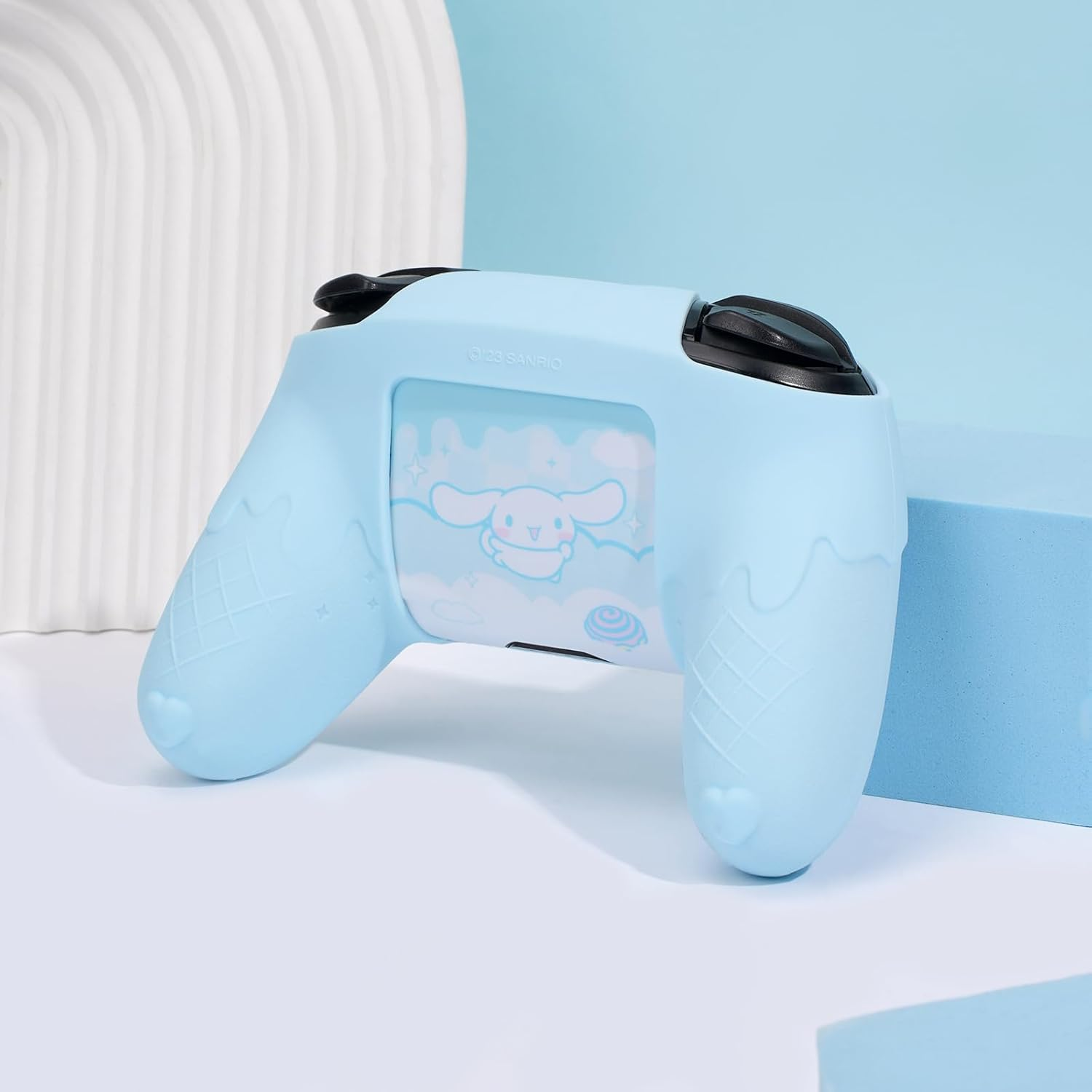 Skin for Switch Pro Controller, Soft Silicone Cover Case, Anti-Slip Grip Protector with 2 Thumb Grip Caps and 2 Stickers (Deg-Blue) image number 2
