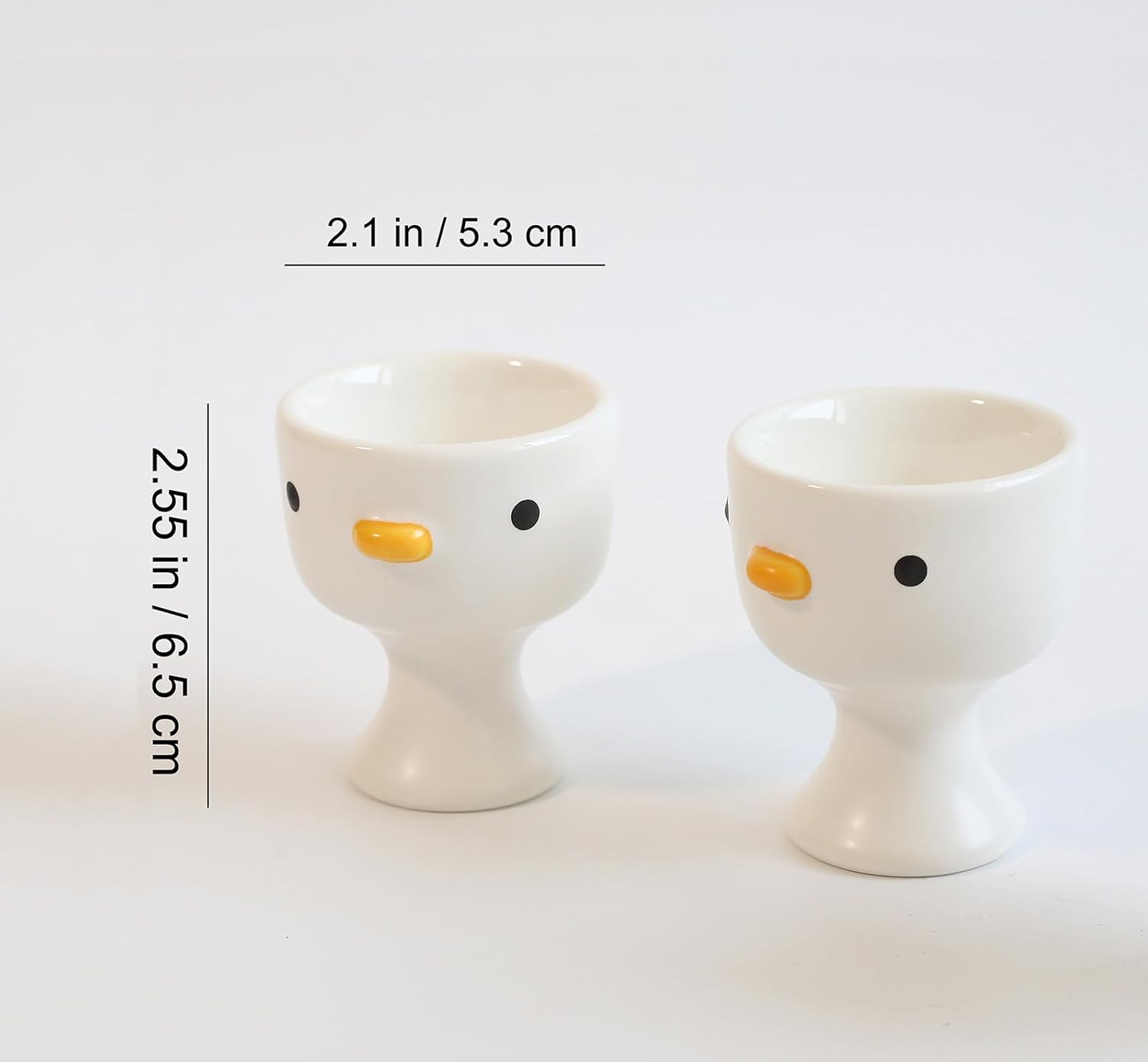 PURROOM Funny Duck Egg Cup, Cute Chick Egg Cups Gift Set of 3, Handmade Glaze Safety Ceramics Soft Boiled Egg Holder, Breakfast Kitchen Cooking. image number 3