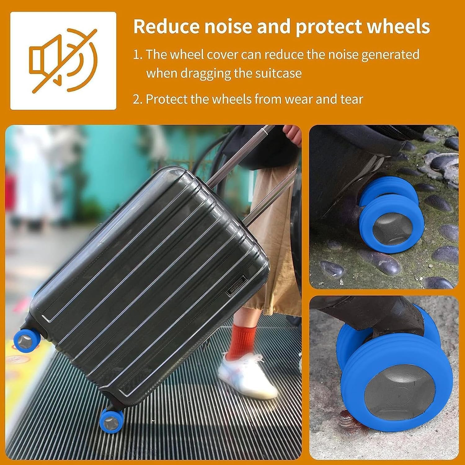 Luggage Wheel Cover | 8PCS Silicone Wheel Covers for Most Luggage | Portable Reduce Noise Suitcase Wheels Cover | Silicone Luggage Accessories image number 1