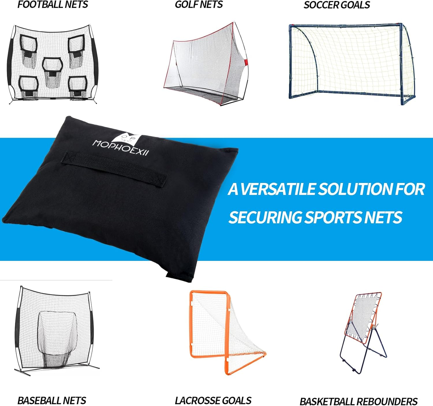 MOPHOEXII Sports Net Sandbags,All Sport Sandbags for Baseball Nets, Soccer Goals, Golf Nets, Football Nets, Hockey Nets,Weighted Anchor Bags - Orange-4 Pack image number 2