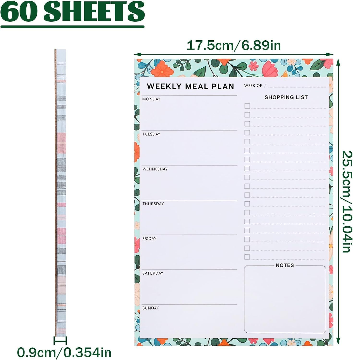 List Magnet Pad,Magnetic Grocery List Pads for Fridge,Fruit Weekly Meal Planner with Tear off Shopping List.Menu Food for Weight Loss or Dinner List for Family 7X10 Inches, 60 Sheets image number 3