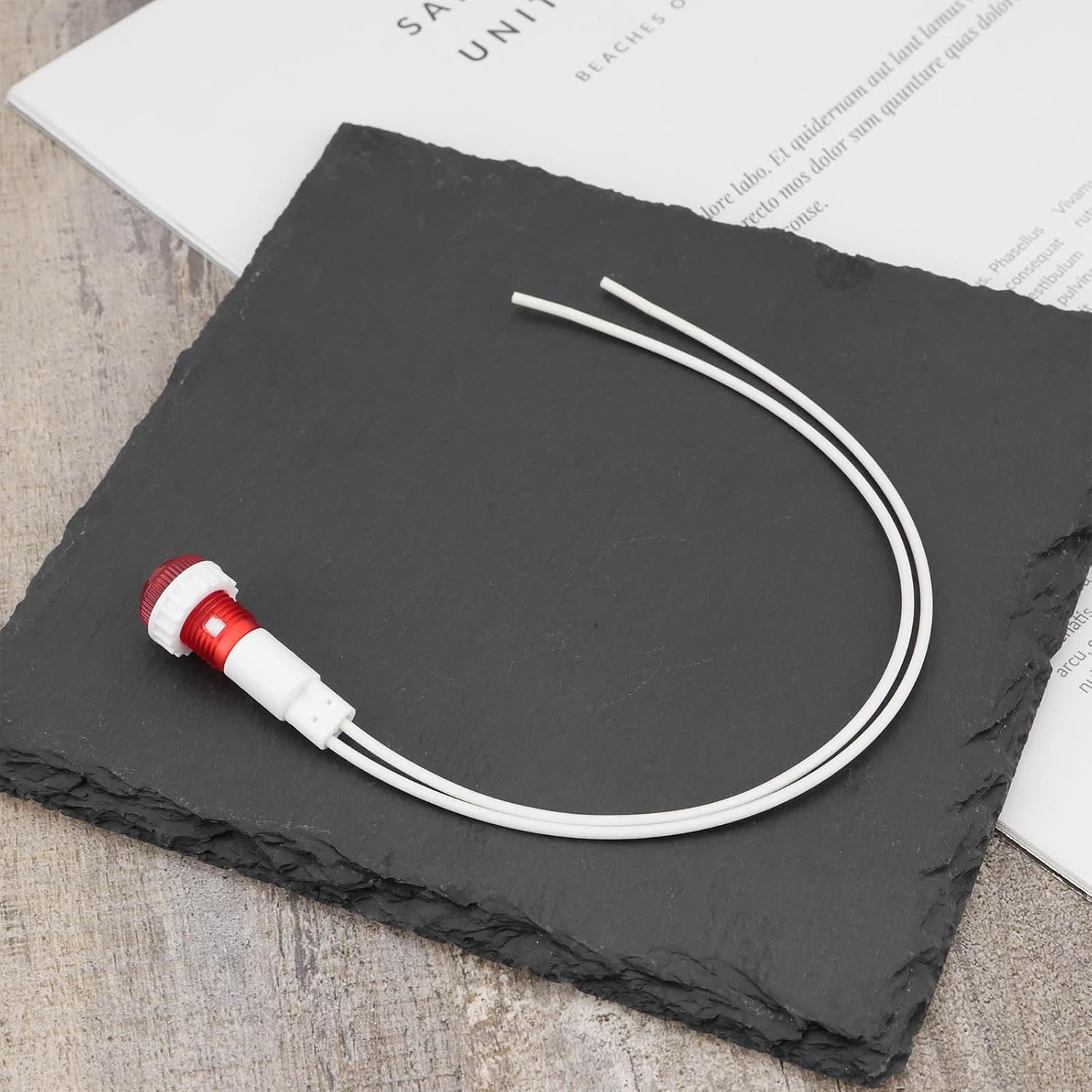 Ecsing 10PCS Red Neon Indicator Lamps 6W 220-240V Mounting Hole 10Mm 36.1X12.7Mm Wire Length 20Cm Neon Warning Lamps for Automotive and Marine Equipment image number 1