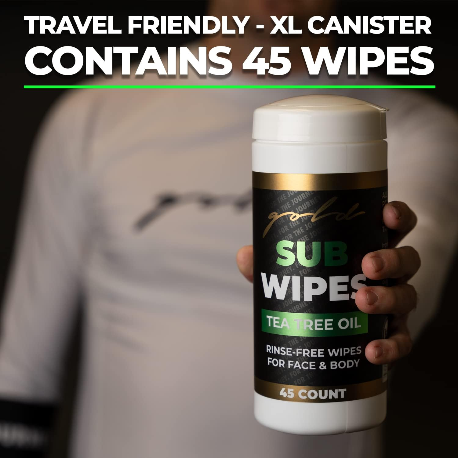Gold BJJ Jiu Jitsu Wipes [XL 45 Count] Tea Tree Oil Face and Body Wipe - Cleansing Skin Defense for Martial Arts & Wrestling image number 1