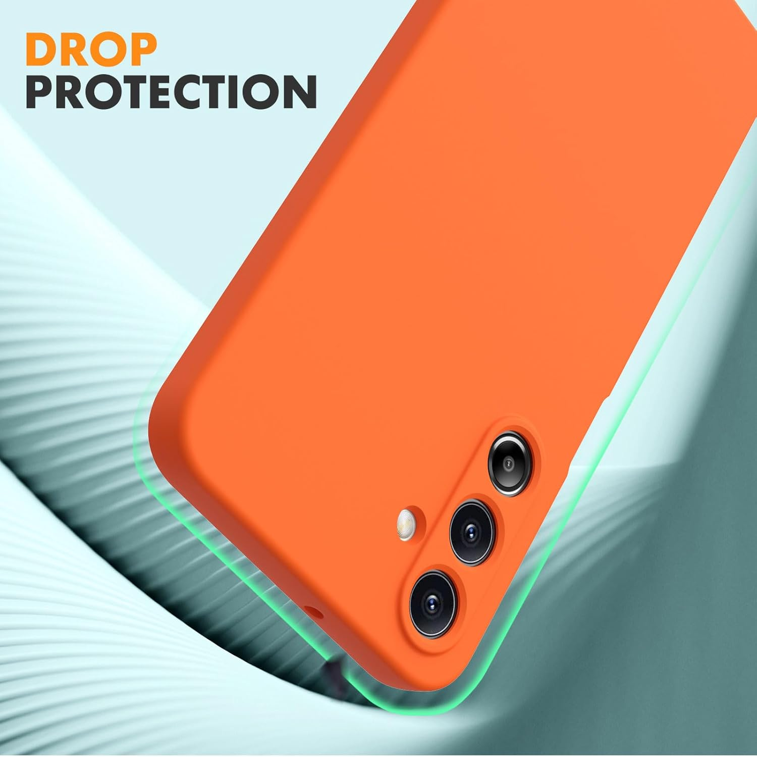 Vansdon Case for Samsung Galaxy A16 4G/5G, 2 Pack Tempered Glass Screen Protector, Soft TPU Liquid Silicone Case, Shockproof Rubber Silicone Gel Case - Orange image number 3
