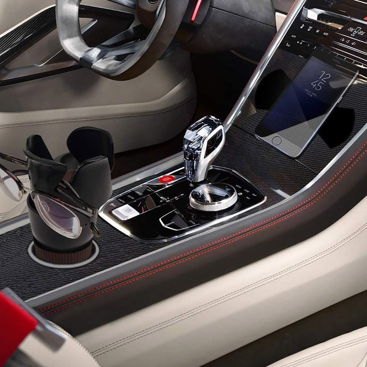 AIMALL Multifunctional Car Cup Holder Storage Box, 360&deg; Rotating Phone, Sunglasses, Drink & Key Holder, Space-Saving Organizer for Car Interior, 7.4 X 3.1In image number 3