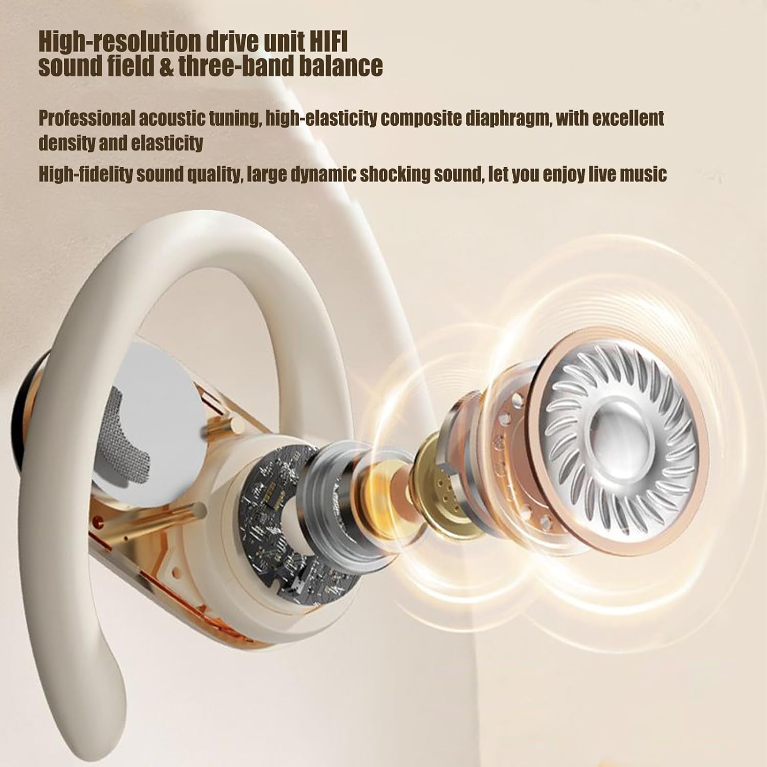 Open Ear Clip Wireless Earbuds,Comfort Wireless Headphones - Long Battery Life Waterproof Noise Reduction Smart Earphone for Travel Men Adults Phones Women Game Home image number 5