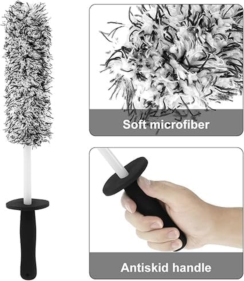 Car Premium Wheel Brush, Non-Metallic Car Rim Cleaner Brush with Ergonomic Handle, Soft Car Wheel Cleaning Brush, Rim Tire Detailing Brush for Car Wheels Rims Exhaust Tips Motorcycles Bicycles (1)