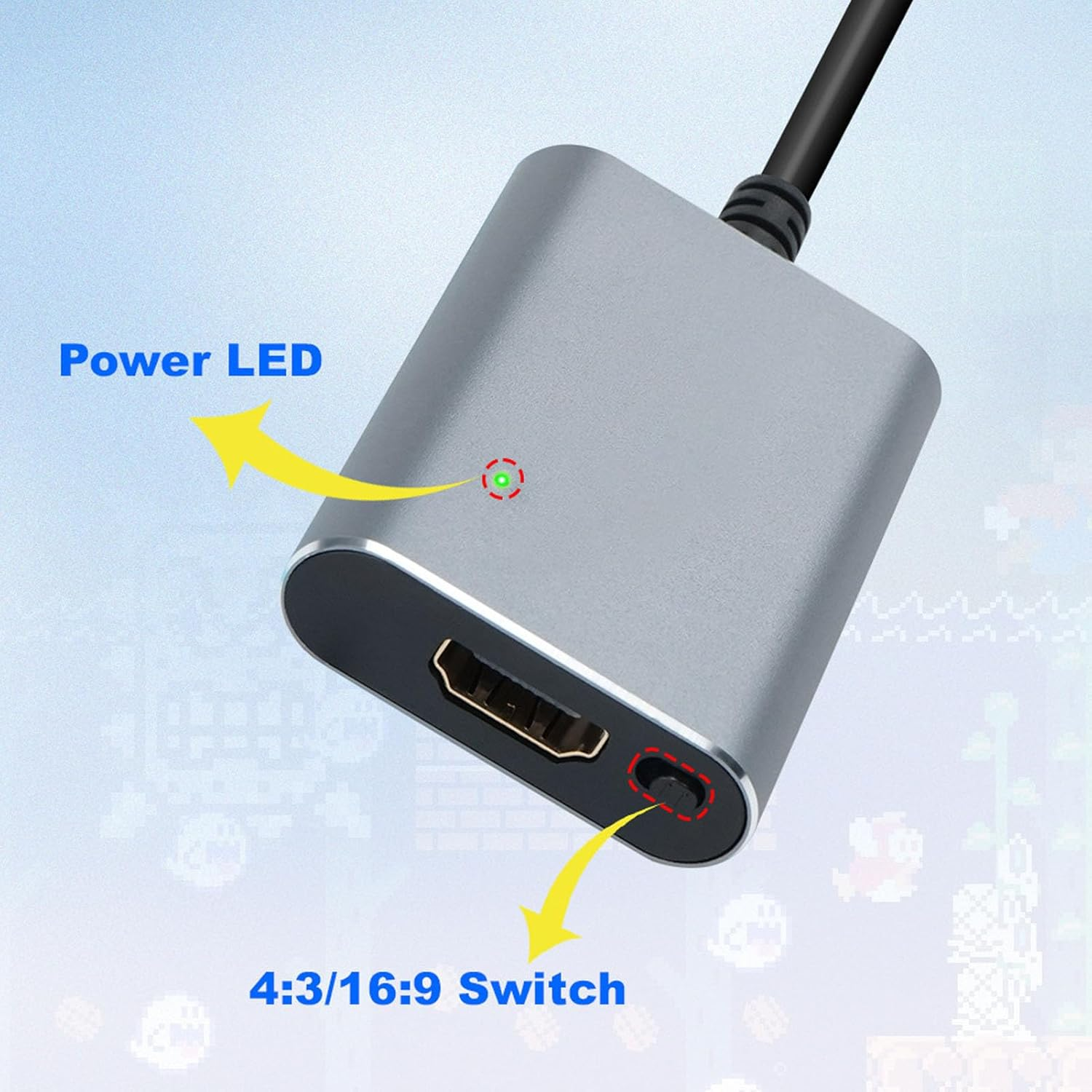 N64 to HDMI Adapter, HDMI Converter with 4:3 16:9 Switcher, 720P HD Video Converter for N64 SFC SNES NGC PAL NTSC Retro Game Console, Plug and Play image number 6