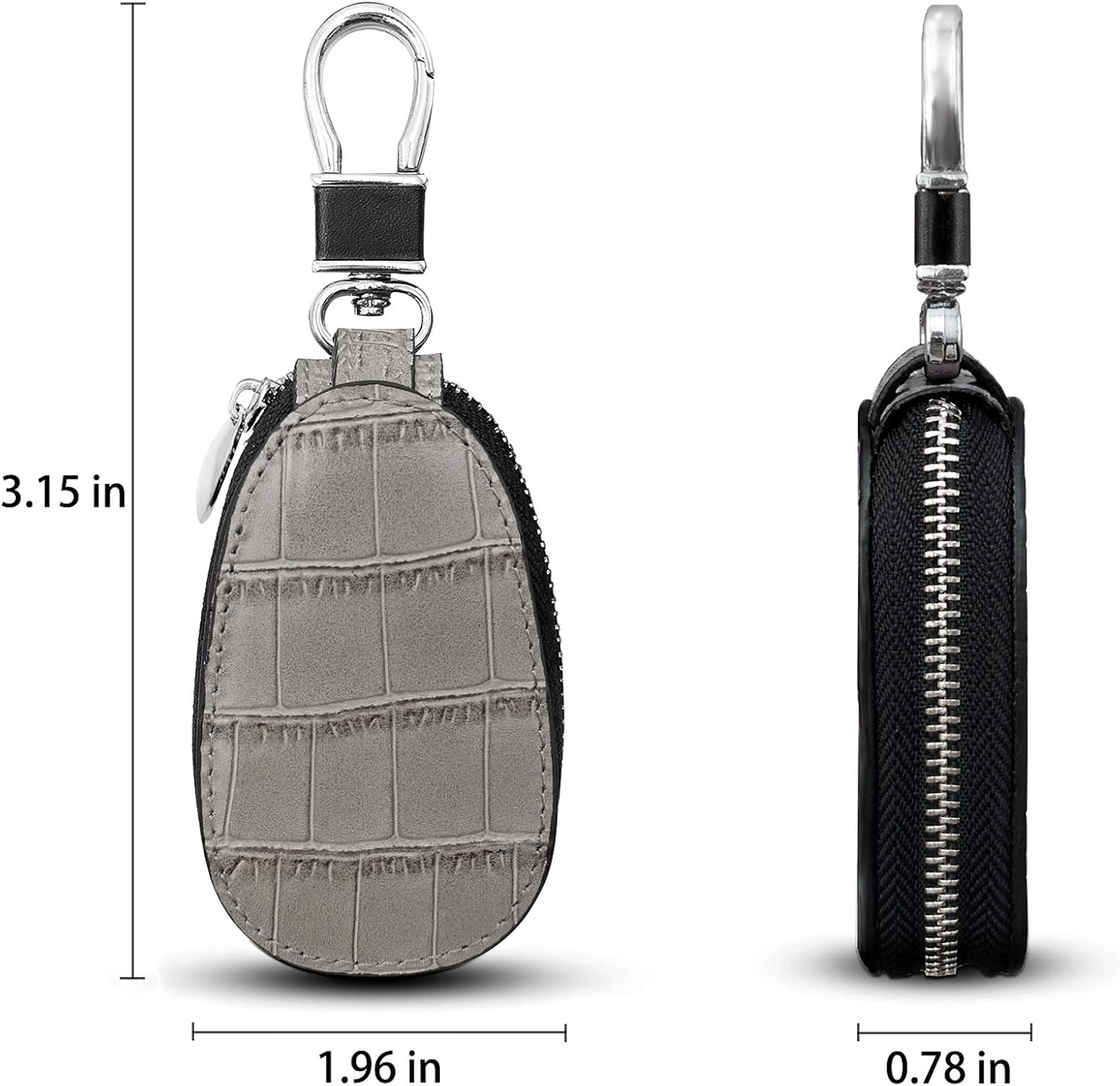 Luckycoin Universal Hanging Waist Crocodile Pattern Leather Car Key Fob Case Crocodile Pattern Car Key Holder with Hook,Key Fob Cover Car Key Fob Protector Key Holder Case,Key Chain image number 1