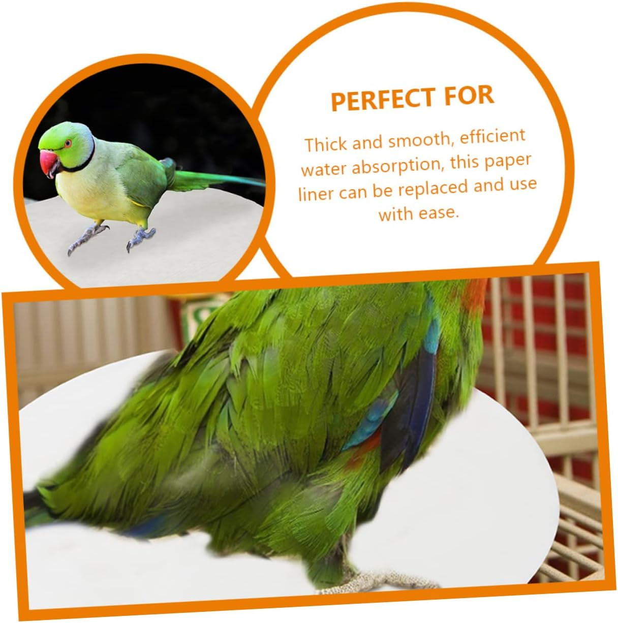 POPETPOP 100Pcs round Bird Cage Liner Sheets Absorbent Non Woven Parakeet Cage Bottom Mats for Clean and Healthy Birdcages image number 1