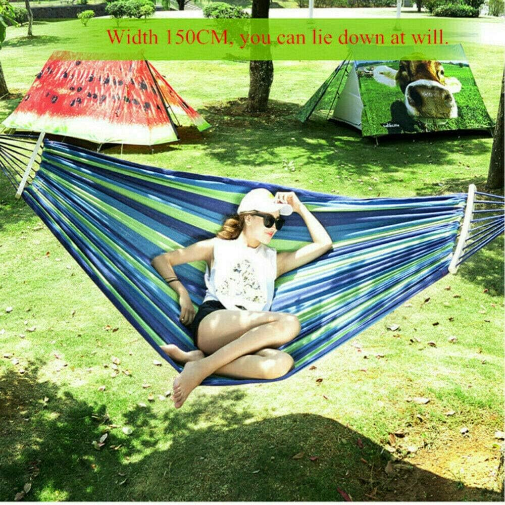Double Hanging Hammock Outdoor Garden Travel Beach Swinging Bed Camping - Red image number 3