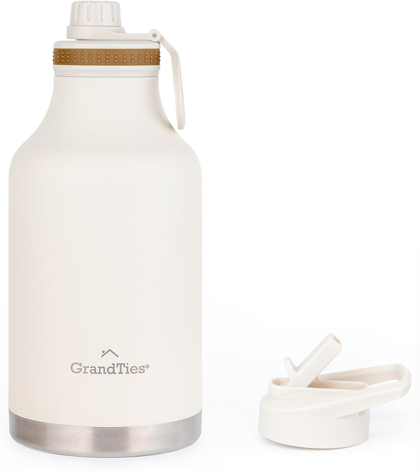 32Oz/946Ml Wide Mouth Insulated Bottle with Two Sport Lids Jumbo (Ivory White, 64Oz / 1.89L) image number 1