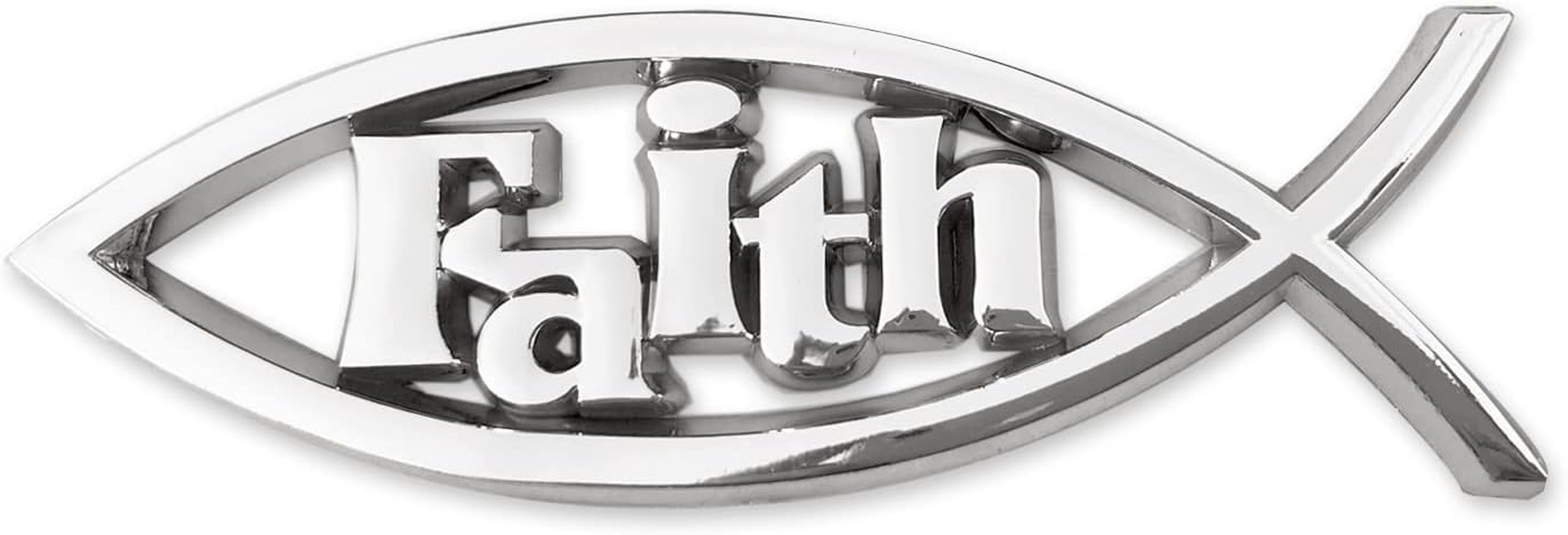 Jesus Fish Christian Car Emblem - Chrome Silver Fish Emblem for Car & Truck Badge