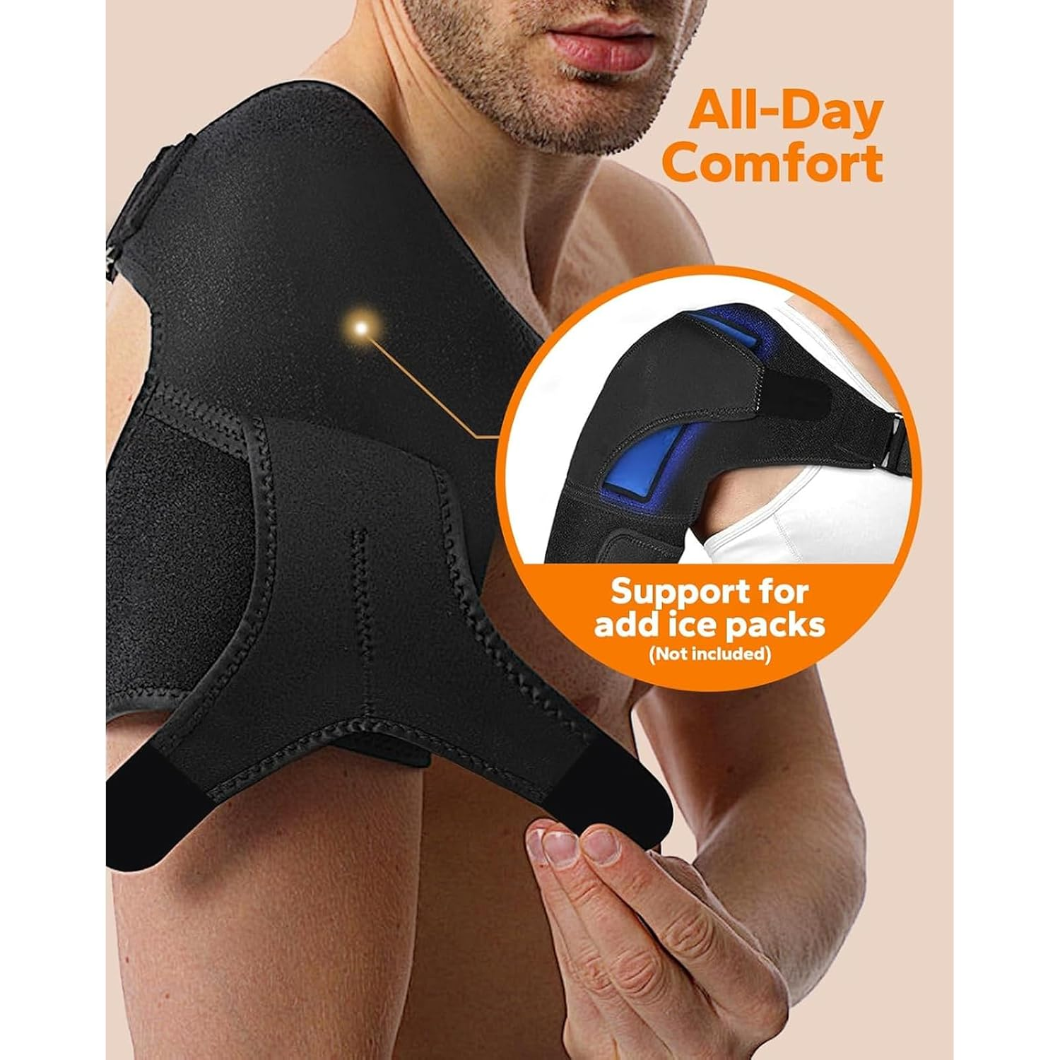 Adjustable Shoulder Brace Rotator Cuff Support Arm Sling for Pain Relief Compression Sleeve Fits Left and Right Shoulder Men Women Weidllys image number 6