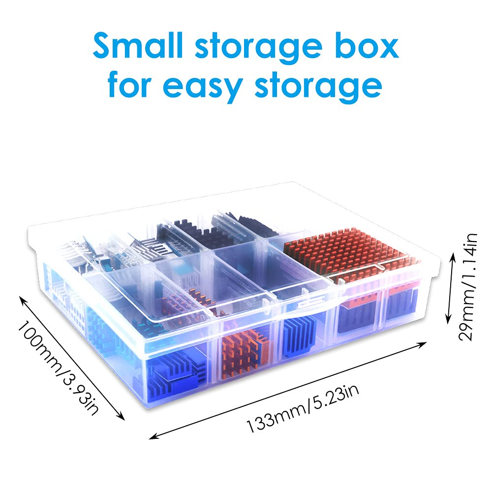 Geeekpi 102Pcs Heatsink Kit with Conductive Adhesive Tape, Cooler Heat Sink Cooling for Raspberry Pi VRM VRAM CPU GPU VGA Small IC Laptop LED MOSFET Transistor SCR Voltage Regulator image number 3