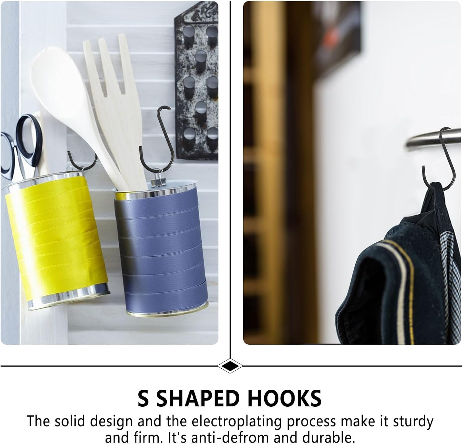 Veemoon 25 Pcs Black Iron S-Shaped Hooks Small Jeans Hangers for Kitchen Storage Organization, Clothes Rack, Towel and Utensil Hanging in Home and Bathroom image number 5