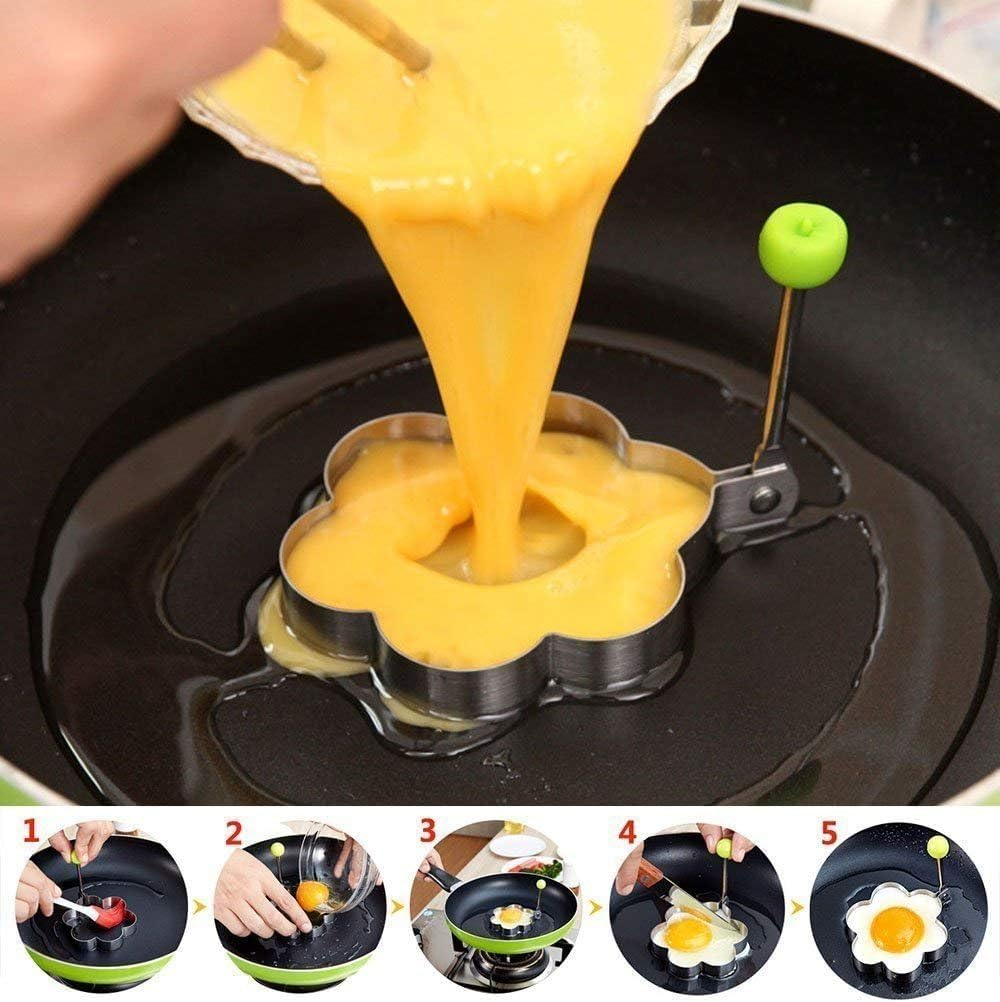 Stainless Steel Egg Shaper Cooking Kitchen Tools Pancake Mold, 6Pcs Stainless Steel Egg Ring Molds,Stainless Steel Fried Egg Pancake Shaper Omelette Mould Frying Egg Ring Pancake Mold Egg Cooking Tool image number 6