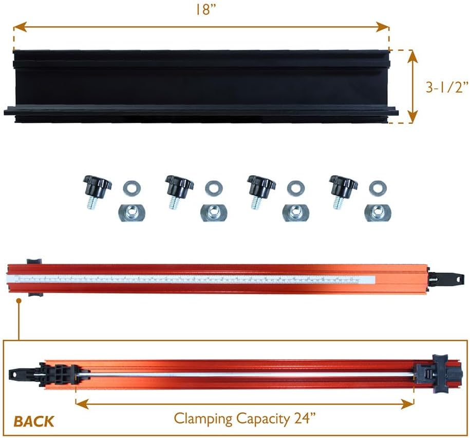 O'SKOOL 24 Inch Straight Edge Guide Clamp with Band Saw Fence image number 2