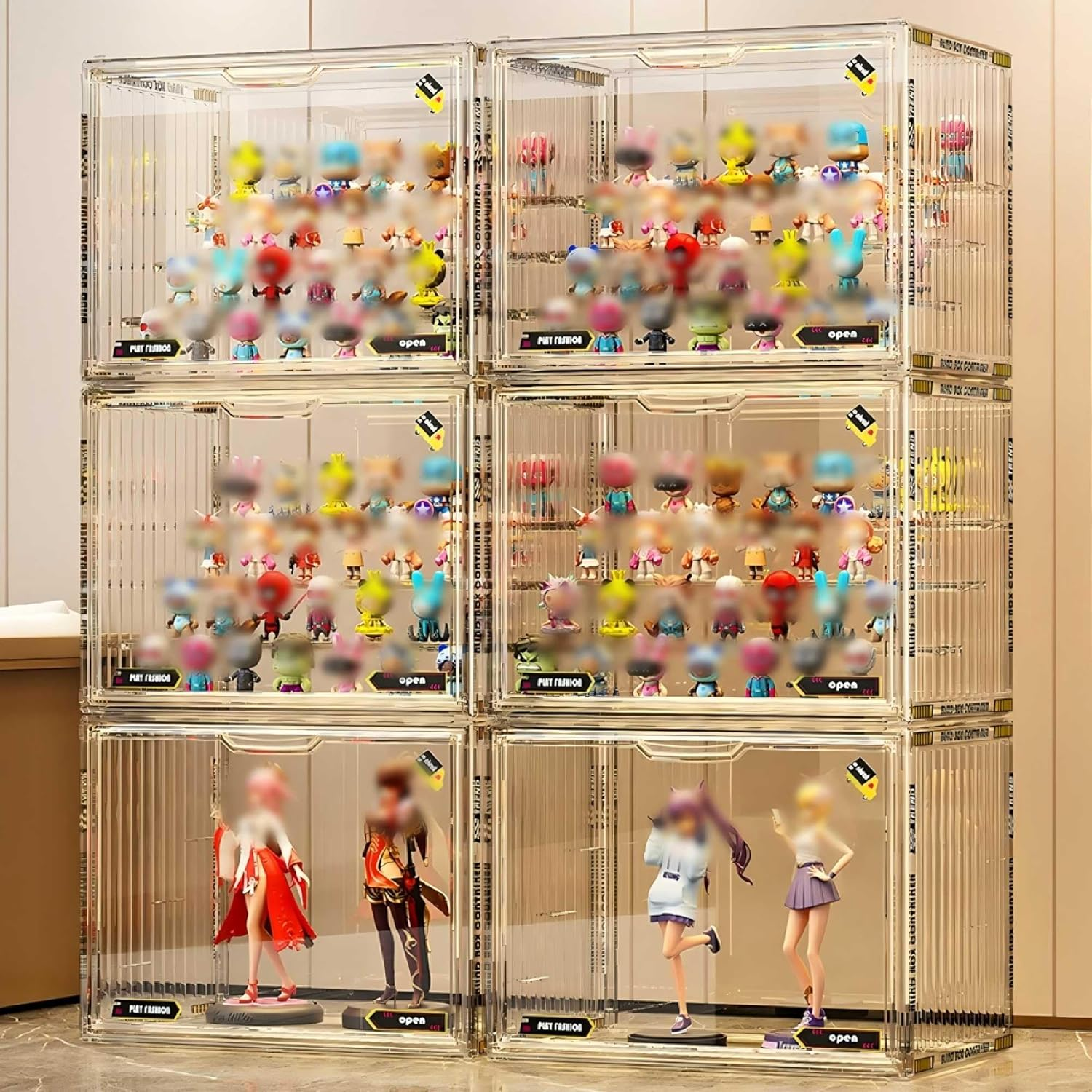 Clear Acrylic Display Cases for Figures, 4 Tiers Display Boxes with 3 Movable Plates for Collectibles image number 2