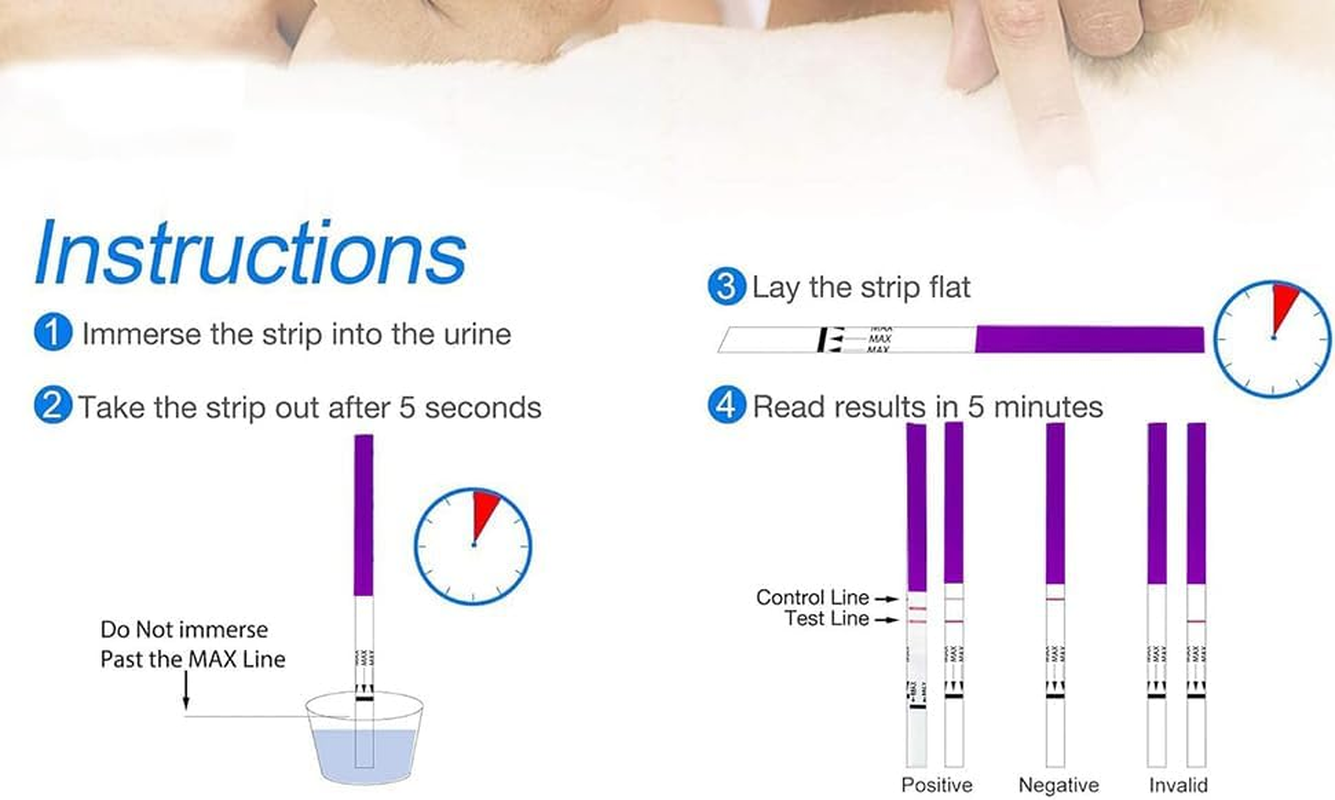 Pregnancy Test Strips, 50 Pack Individually Wrapped HCG Pregnancy Strips with 50 Urine Cups, Early Home Detection Pregnancy Test Kit for Women Trying to Get Pregnant Naturally - over 99% Accurate image number 3