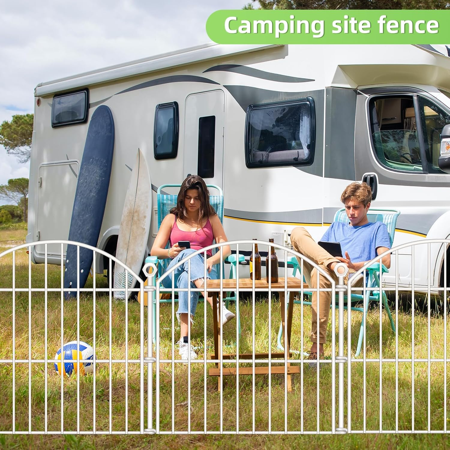 Decorative Garden Fence 24In (H) X20Ft (L), 10 Pack No Dig Fence Animal Barrier for Dog, Arched Flower Bed Edging, Wire Border Panel Fencing for Yard Patio Outdoor Decor White image number 1