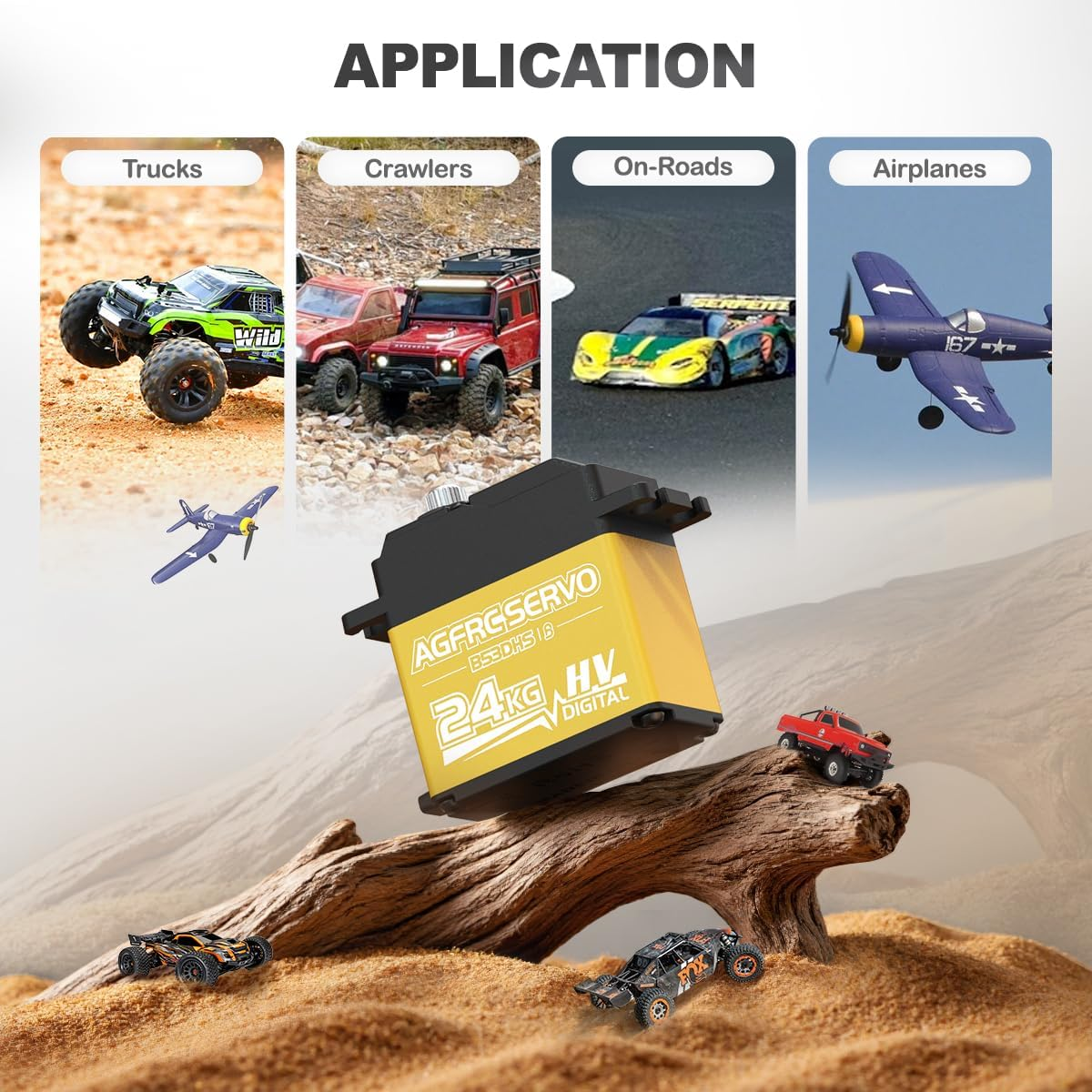 AGFRC 24KG Digital High Torque Servo Programmable Metal Gear Steering Servo for 1/10 RC Model, 180 Degree (B53DHS) image number 3