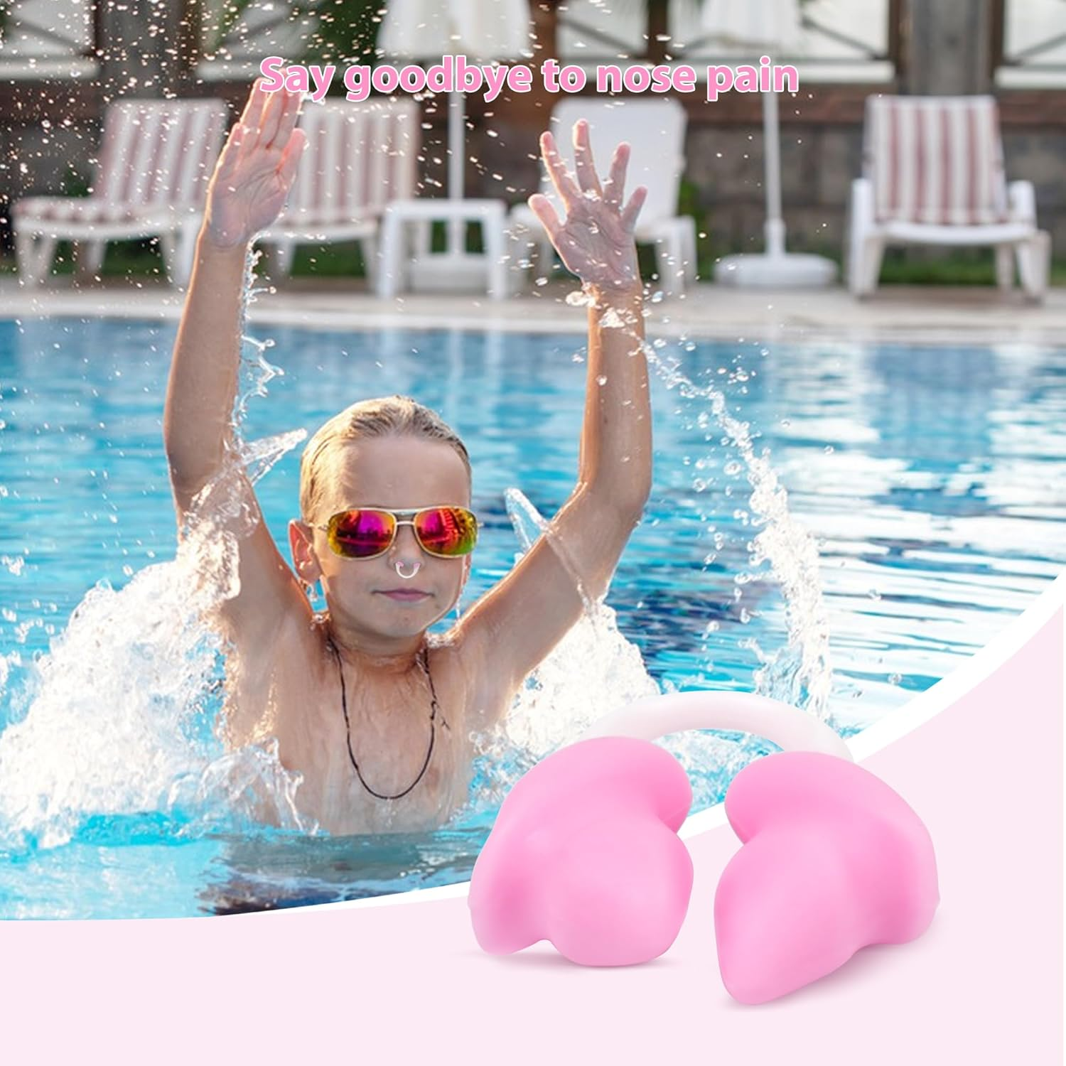 Nose Plugs for Swimming for Kids(Age 4-8),Painless Nose Clip for Swimming, Ensure Comfort and Safety in the Water (S) Pink image number 3