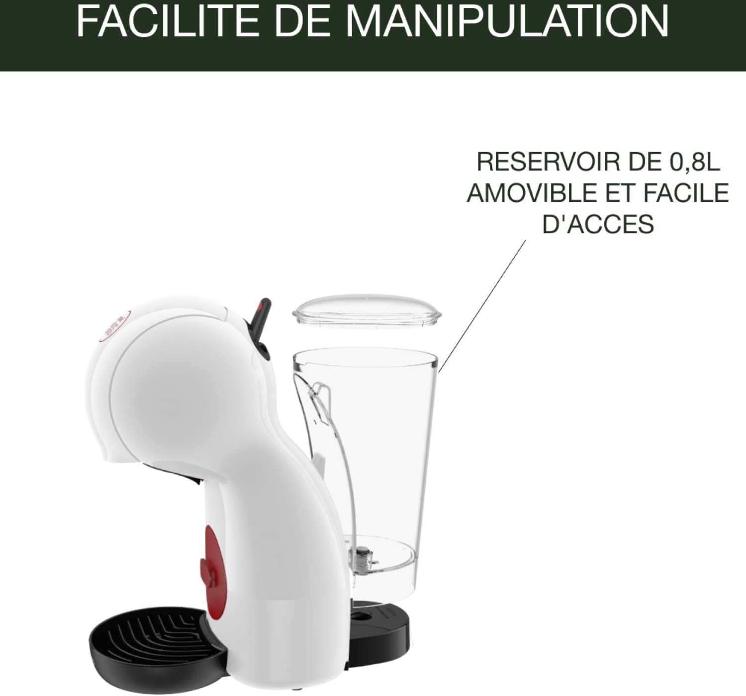 KRUPS Nescaf&eacute; Dolce Gusto Coffee Capsule Maker, 15 Bar, Multi-Drinks, Compact Coffee Maker, Automatic Shut-Off, Economy Mode, Piccolo XS KP1A3110 image number 6