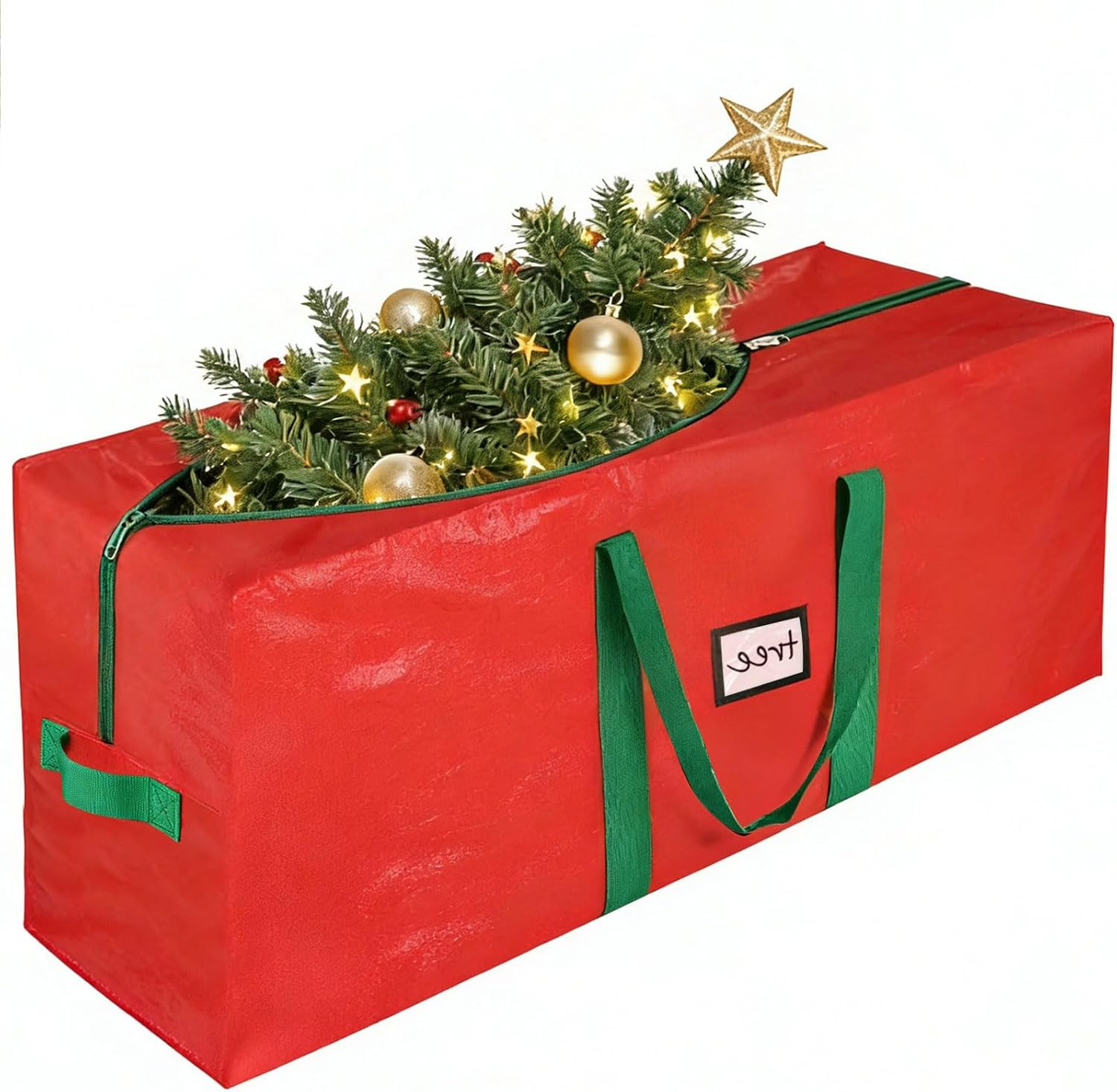 9 Ft Artificial Christmas Tree Storage Bag Container &ndash; Extra Large Heavy Duty Waterproof PE Material Storage Container with Reinforced Handles & Dual Zippers for Artificial Xmas Tree,165 X 40 X 76Cm image number 6