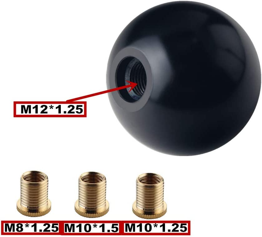 DEWHEL JDM Black/White Aluminum Sphere Weighted Japanese Number Manual Shift Knob 6 Speed Short Throw Shifter Knob M10X1.5 M12X1.25 M10X1.25 M8X1.25 Adapter Thread Reverse on Top Left