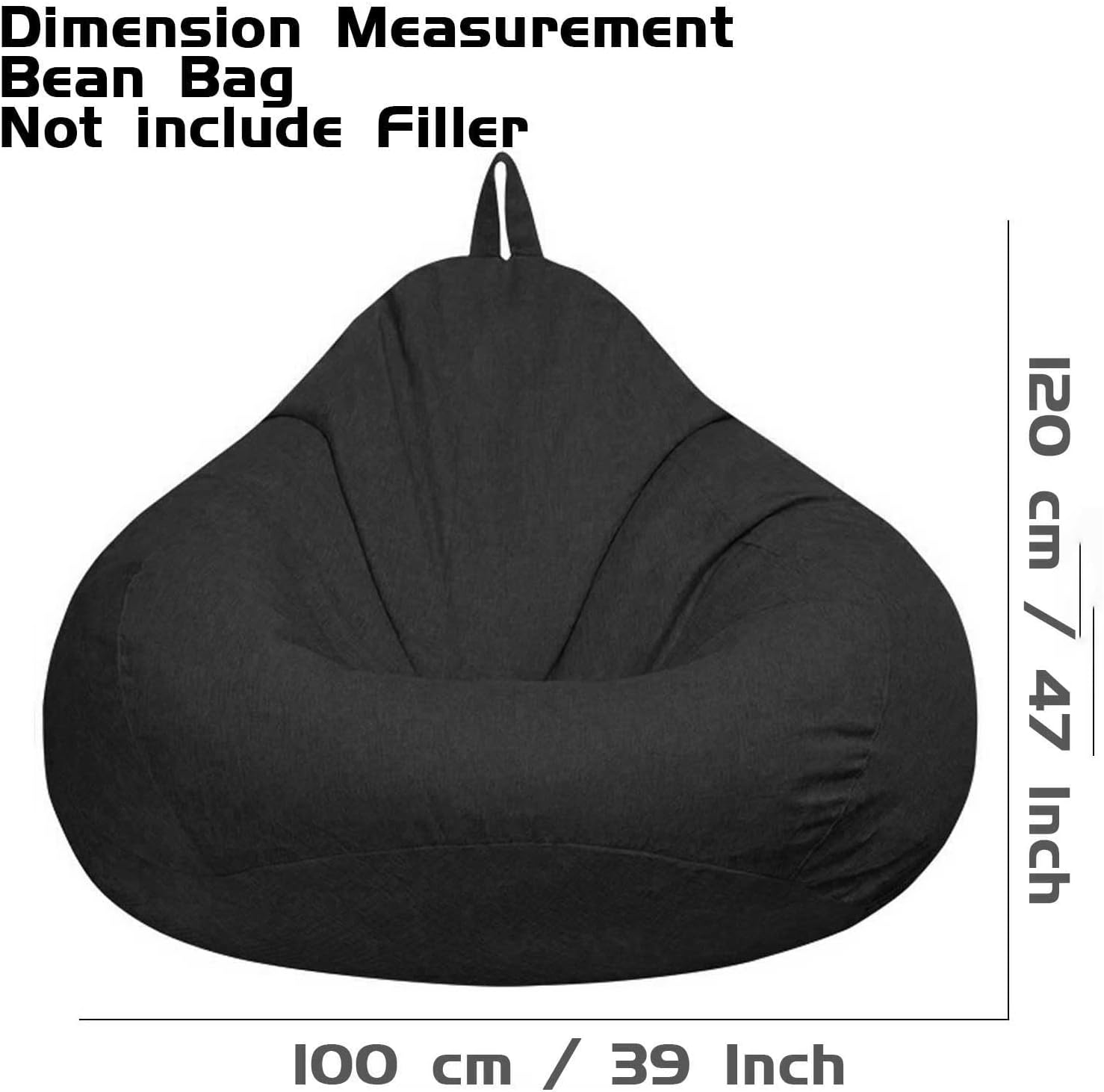 100X120CM Stuffed Animal Storage Bean Bag Chair Cover (No Filler) - Stuffable Zipper Beanbag Cover-Cotton Linen Memory Foam Beanbag Replacement Cover for Adults and Kids, without Filling image number 5