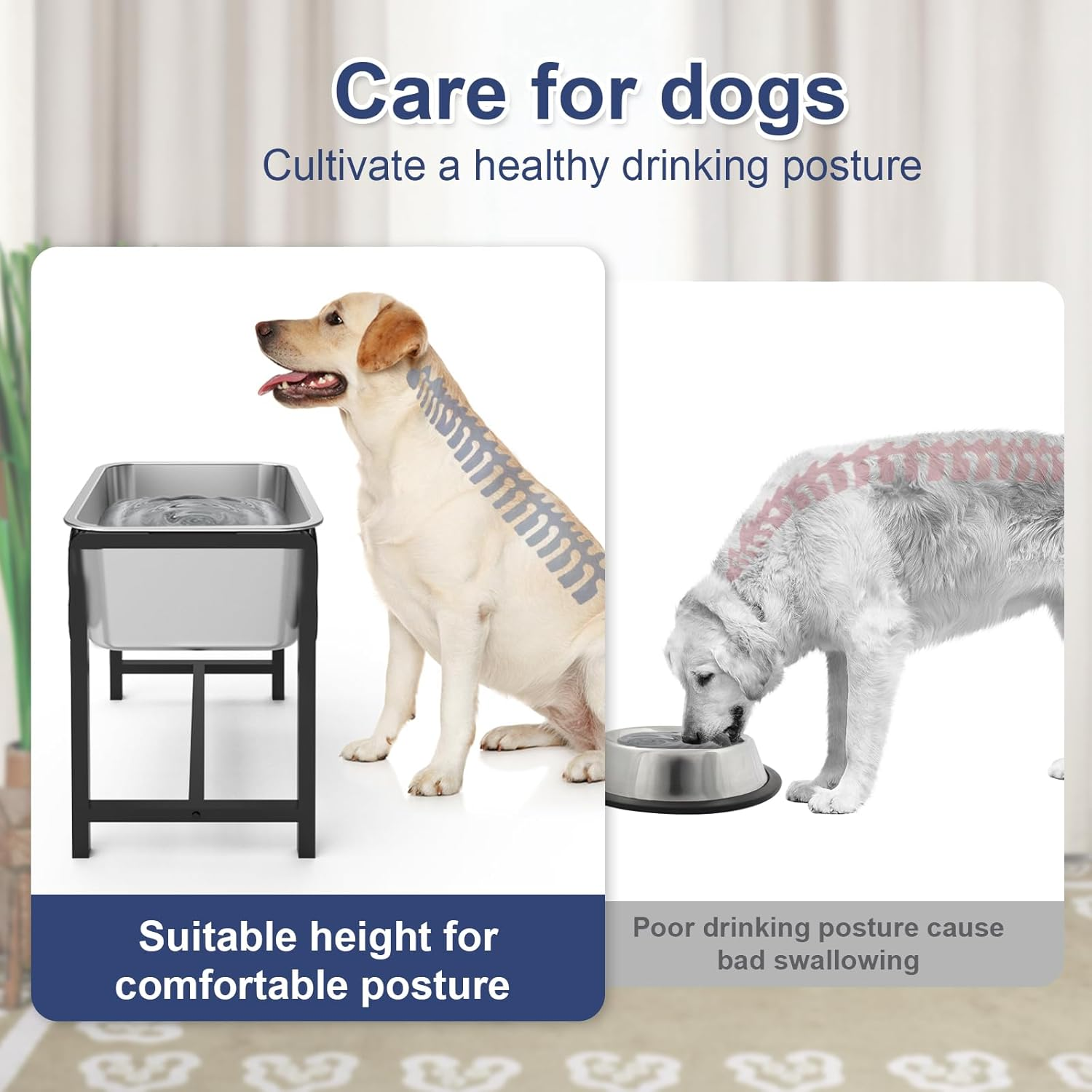 9.5L Elevated Dog Water Bowl for Large Breeds, 36Cm Raised Stainless Steel Large Dog Water Bowl with Full Metal Stand for Relief Joint Pressure, Tip-Proof, Easy to Clean, Indoor & Outdoor Use image number 4