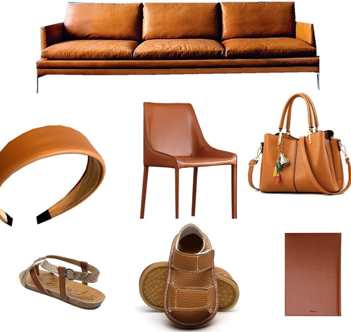 AUXIN 11.8" X 52"(30Cm X 132Cm) Tan Faux Leather Roll for Bows Earrings Handbag Wallet Purses Sewing Craft Making Handmade DIY Fabric image number 2