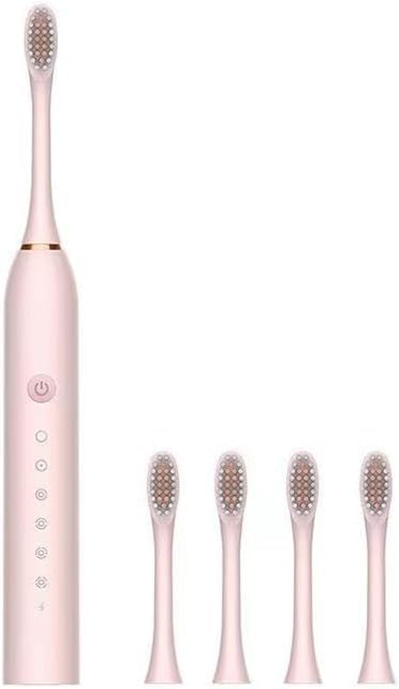 Rechargeable Toothbrush, Deep Cleaning Electronic Toothbrush IPX7 Waterproof, with 4 Replacement Heads, 225Mm X 25Mm (White)