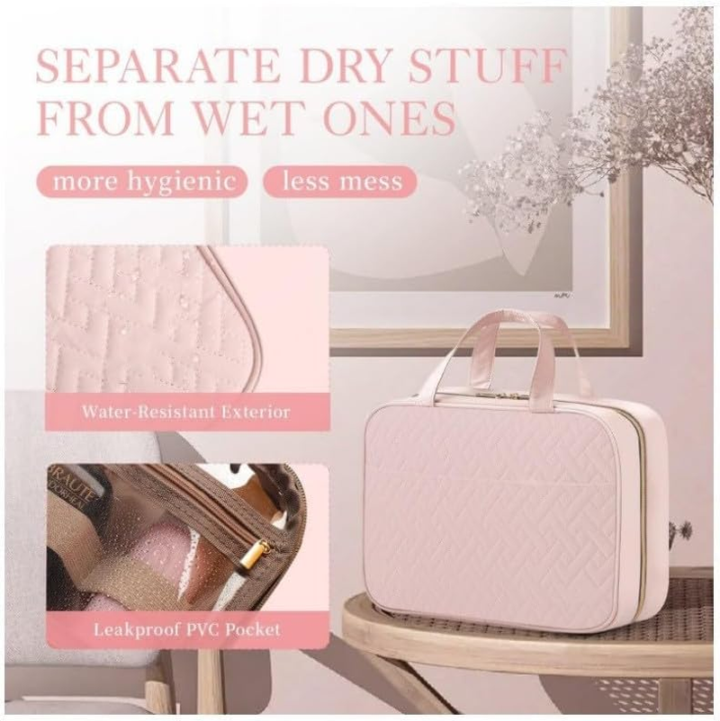 Hanging Toiletry Bag, 4 Sections Toiletry Bag Travel Bag Water-Resistant Portable Cosmetic Bag with Hanging Hook Multifunctional Travel Organizer for Toiletries, Cosmetics, Makeup, Brushes(Black)