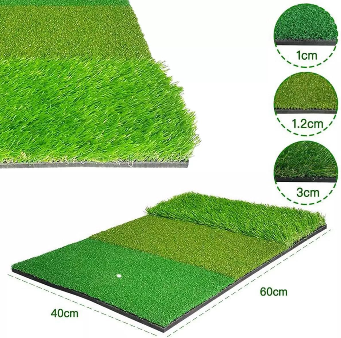 AIMALL 3-In-1 Golf Hitting Mat - Portable Driving Range Practice Aid | Indoor & Outdoor Use, Tri-Fold Design 24.8" X 16.1" (8.3" X 16.1" Folded) image number 3