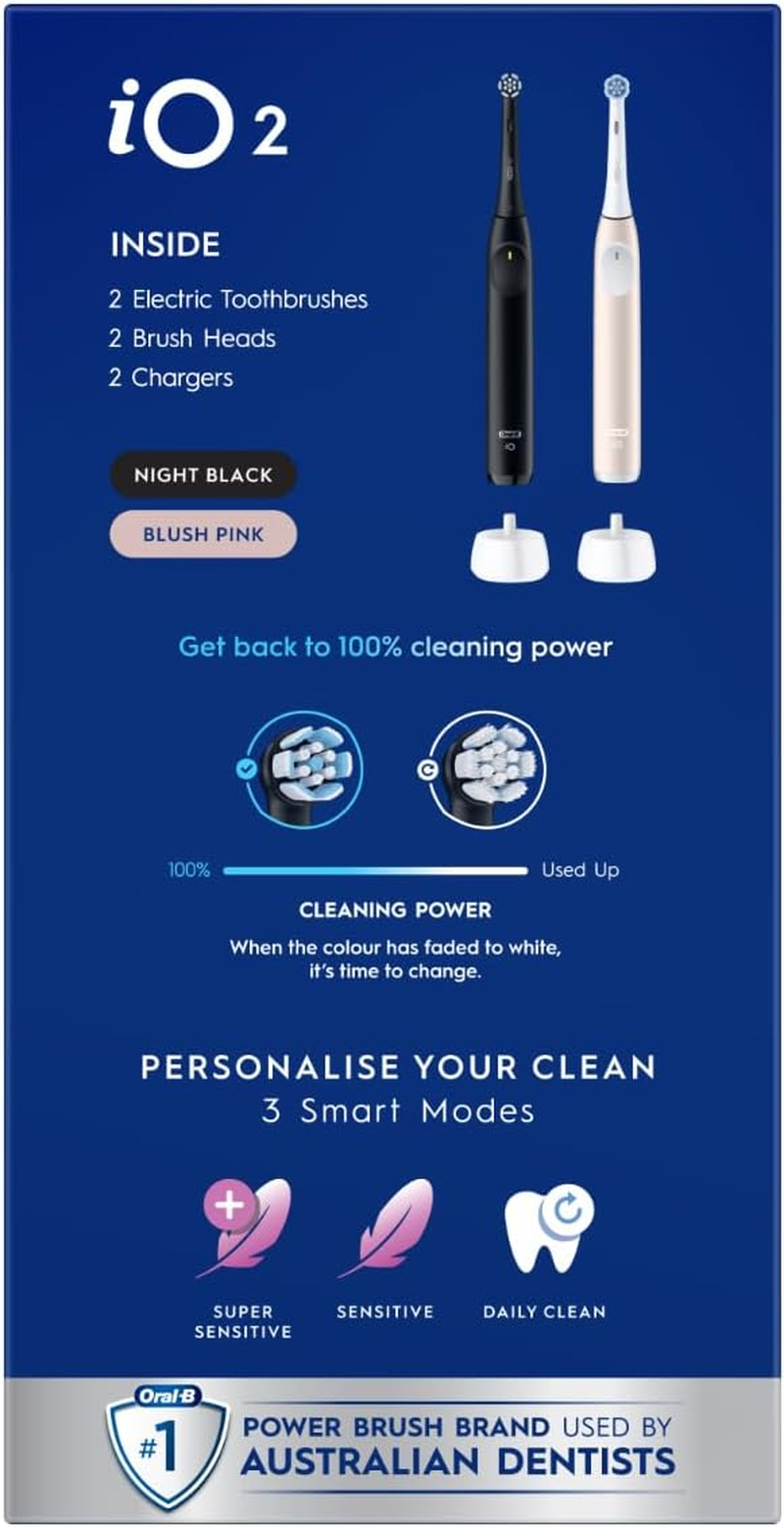 Oral-B Io Series 2 Gentle Clean Electric Toothbrush Duo Family Pack, Black and Blush Pink image number 5