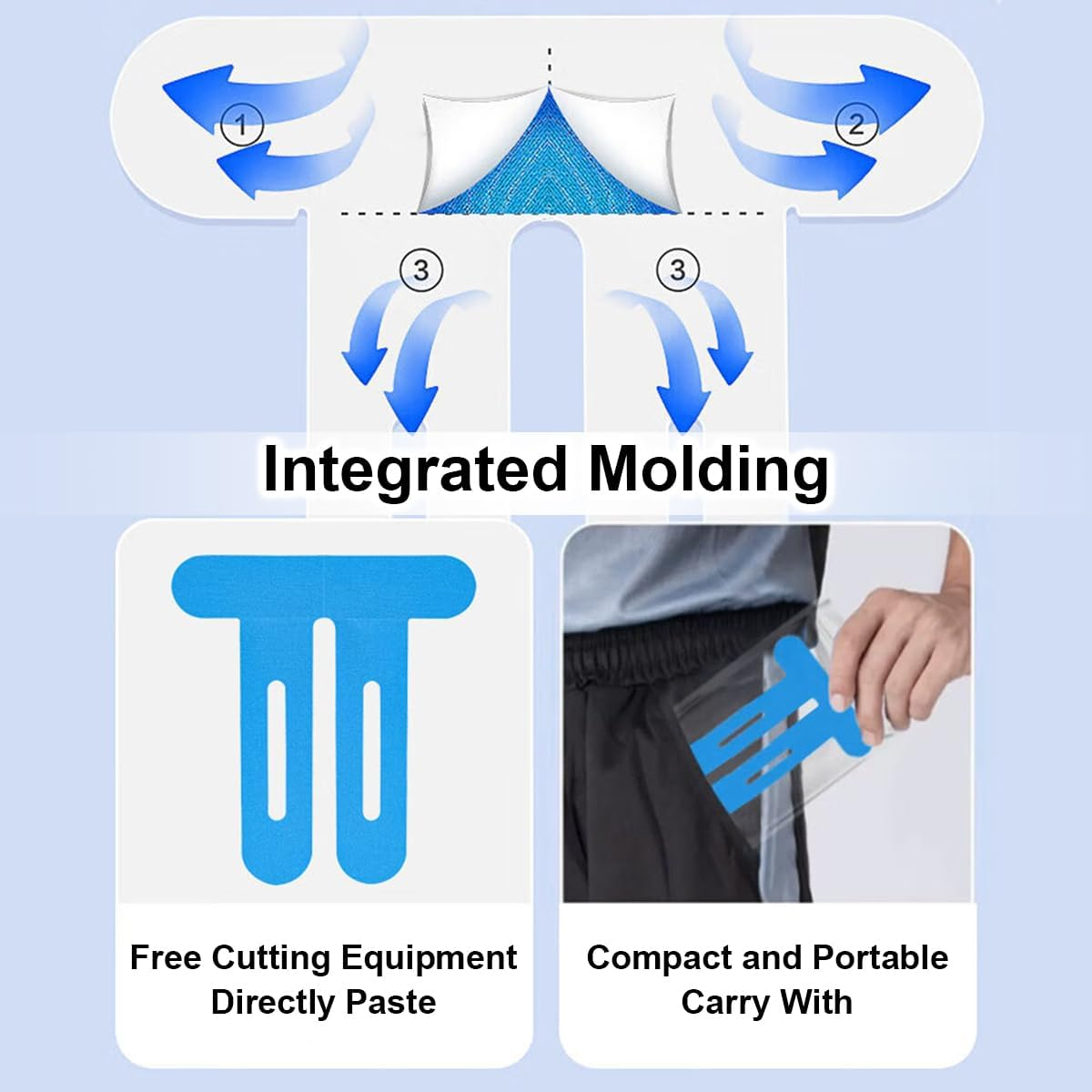 20Pcs Kinesiology Tape for Knee, Upgraded Precut Elastic Sports Tape, Knee Pain Relief Athletic Tape, Waterproof & Elastic, Breathable Hypoallergenic Latex-Free Tape（Blue） image number 6