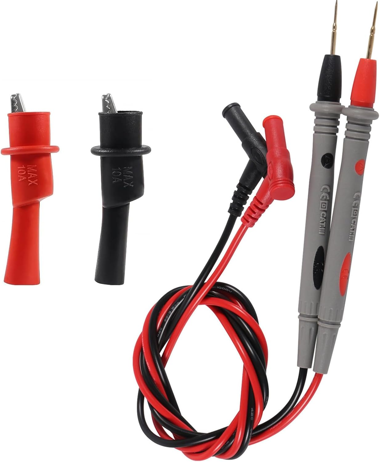 QCCAN Soft Silicone Electrician Test Leads Kit CAT III 1000V, Multimeter Leads 20A, Digital Multimeter Probes Electrical Test Probe, Multimeter Test Leads with 2PCS 1000V 10A Crocodile Clips image number 4