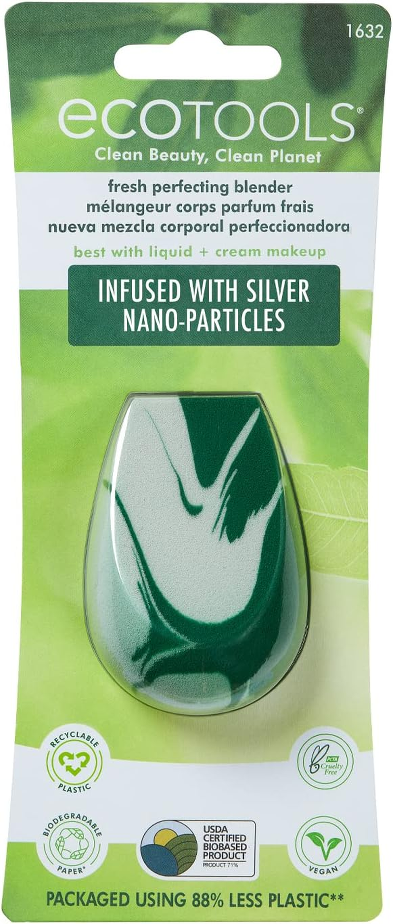 Ecotools Fresh Perfecting Blender, 80 Gram round Silicone Sponge, Green, Makeup Blender