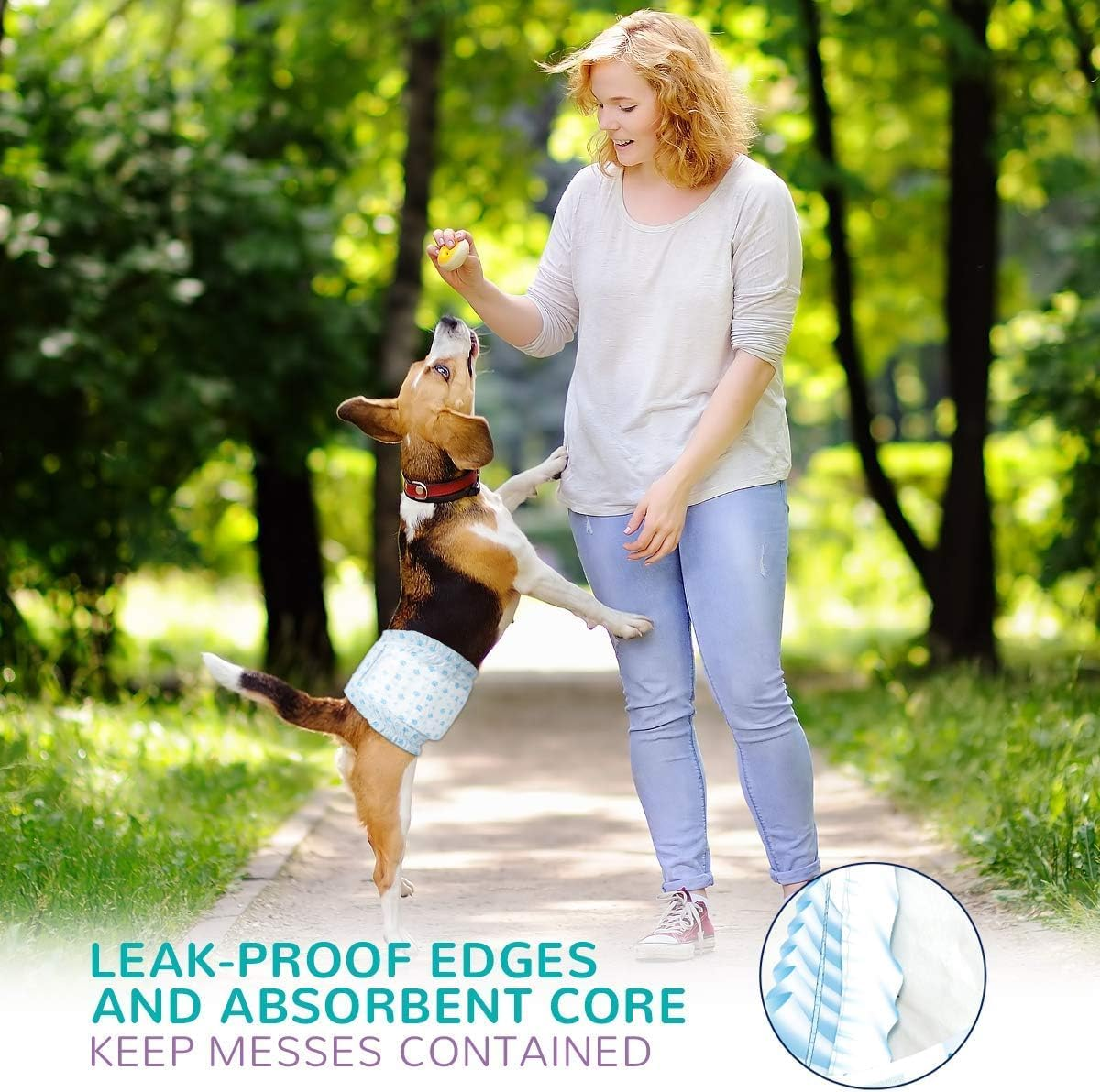 Dog Diapers Male, Disposable Male Dog Wraps Pack of 50, Ultra Absorbent Doggie Diapers, Rapid-Dry Leak-Proof Puppy Diapers, Wetness Indicator Excitable Urination Incontinence, Medium image number 5