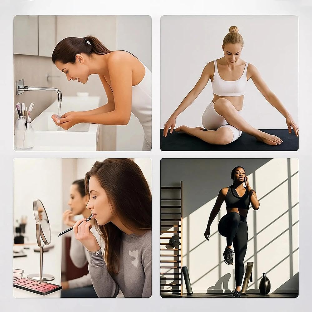 Wide Headband 7 Cm, Black Navy Headband for Women Men, Running Headband Sweatband, 2 Pack, Compatible with Most Head Sizes, Soft Stretchy Polyester Spandex（Black/Navy）, Ruibex - Black/Navy image number 2