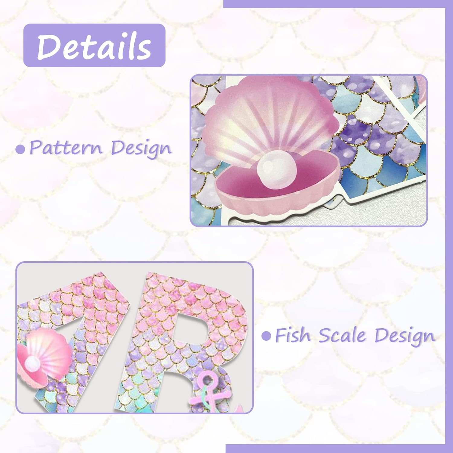 Mermaid Happy Birthday Banner, Birthday Party Decorations for Girls, Mermaid Theme Birthday Party Supplies for Home Table Outdoor (YLPDTZ-001) image number 1