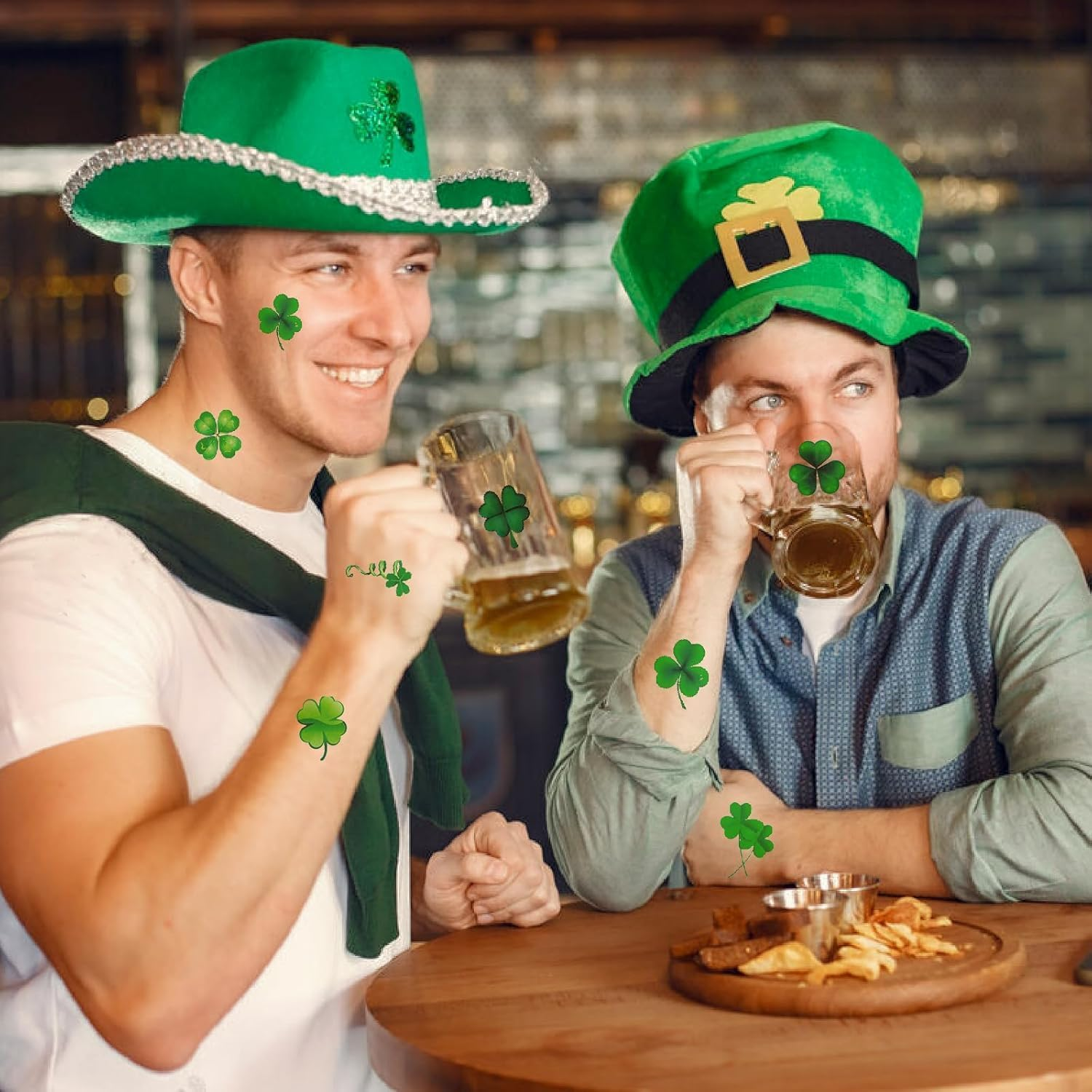 St. Patrick'S Day Shamrock Temporary Tattoos & Face Stickers, Waterproof Saint Patrick'S Day Clover Tattoos Art Make up Deco Irish Party Favors，Face Tattoos，Temporary Tattoo Stickers image number 1